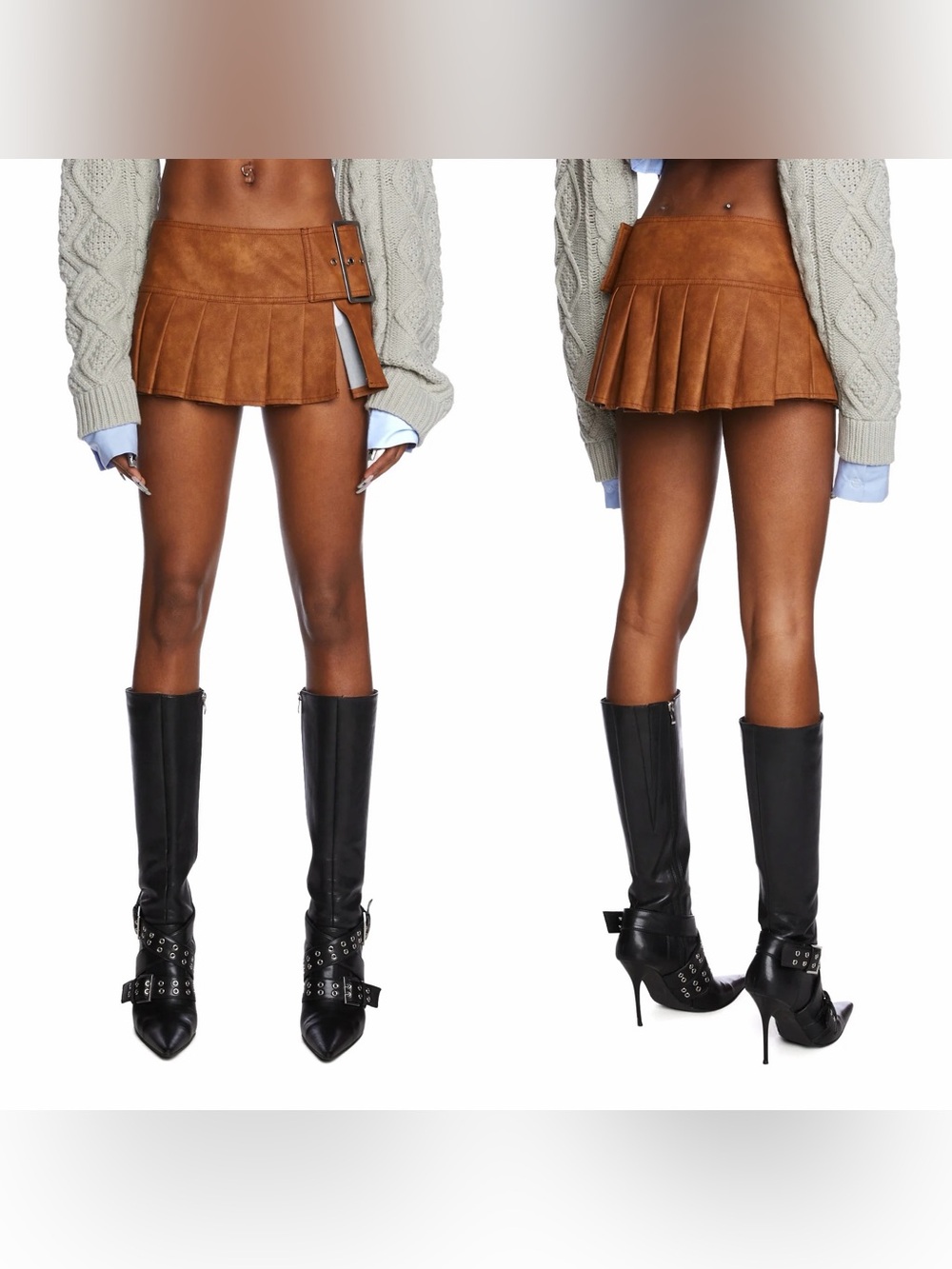 POSTER GIRL | Textured Faux Leather Pleated Mini Skirt | NWOT | XL